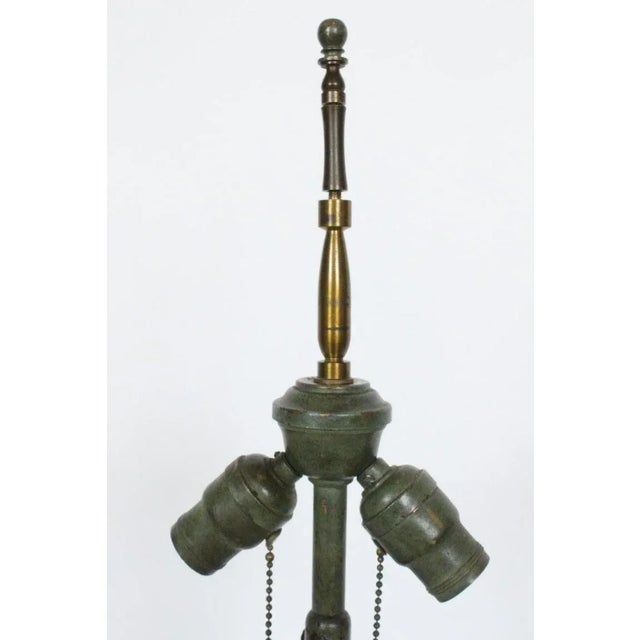 Arts & Crafts Hand Forged Brass & Iron Verdigris Table Lamp, C. 1920s For Sale - Image 6 of 13