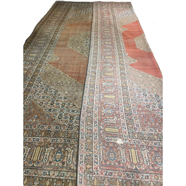 Palatial Antique Persian Hajijalili Tabriz Soft Aged Hues of Rust Rug 12 x 17 For Sale - Image 14 of 15