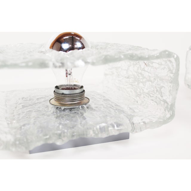 Metal Large Ice Glass Wall Lamps from Kaiser-Leuchten, 1970s, Set of 2 For Sale - Image 7 of 10
