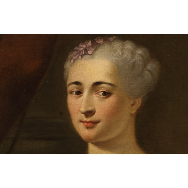 Follower of Jean-Baptiste Van Loo, Portrait of a Lady, 1730, Oil on Canvas, Framed For Sale - Image 10 of 14