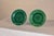 Pair of signed Wedgwood green Majolica plates in the highly collectible sunflower pattern. The plates are in a rich and...