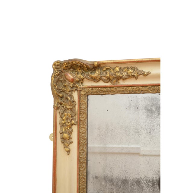 Cream Antique French Gilded Wall Mirror, 1850 For Sale - Image 8 of 12