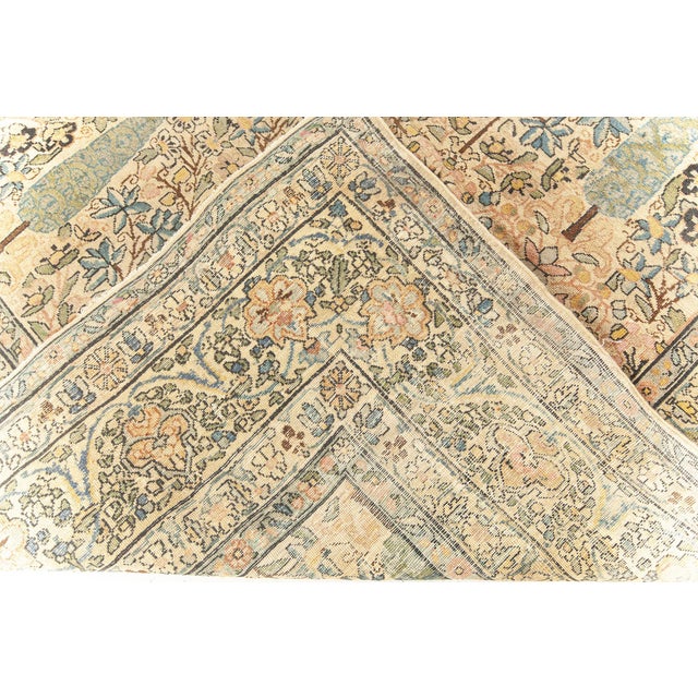 Textile Antique Persian Kirman Beige, Pastel Colors Handwoven Wool Carpet For Sale - Image 7 of 9