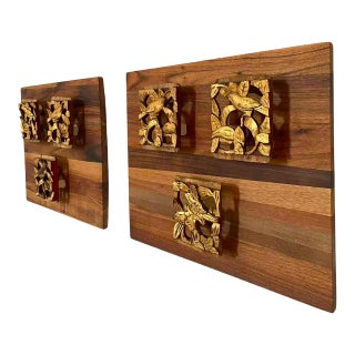 1920s Sculptural Wall Art – Antique Chinese Giltwood Openwork Panel Set, Pair For Sale