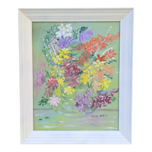 Vintage 1960s Original Botanical Still Life Painting Framed and Signed