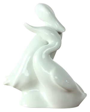 Mid-Century White Porcelain Statue of Love Ducks from Royal Dux Czechoslovakia, 1960s