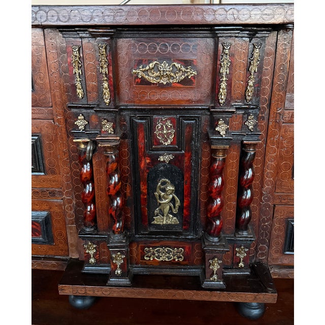 Early 19th Century Spanish Walnut Bargueño Cabinet on Stand With Iron Stretcher For Sale - Image 12 of 17