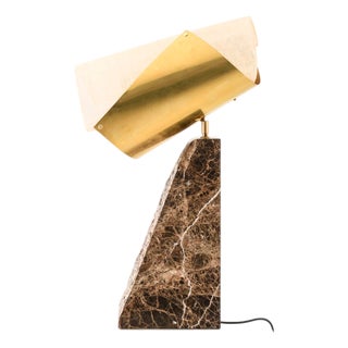 Lorian Table Lamp in Brass, Fabric and Marble by Erik Bratsberg, 2021 For Sale