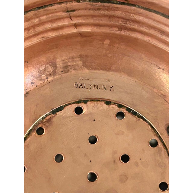 Vintage 1940’s-1960’s Copper Colander by Waldow Brooklyn With Brass Handles | American Handcrafted Kitchenware For Sale - Image 9 of 12
