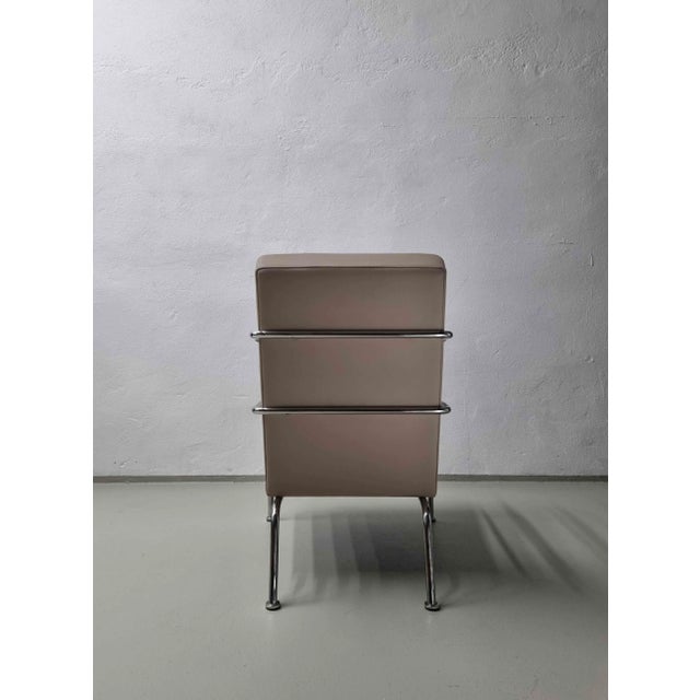 Beige Set of Nude Leather & Steel Cinema Easy Chairs by Gunilla Allard for Lammhults, 1990s For Sale - Image 8 of 14