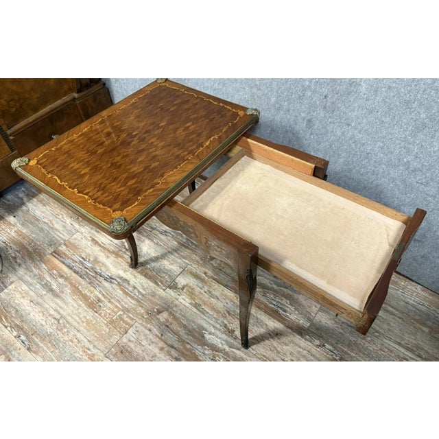 Louis XV Style Marquetry Game Table with Geometric Decoration, 1850s For Sale - Image 3 of 8