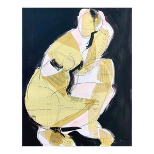 Figurative Fold Ii, Figurative Abstract Fabric Pattern Collage Painting