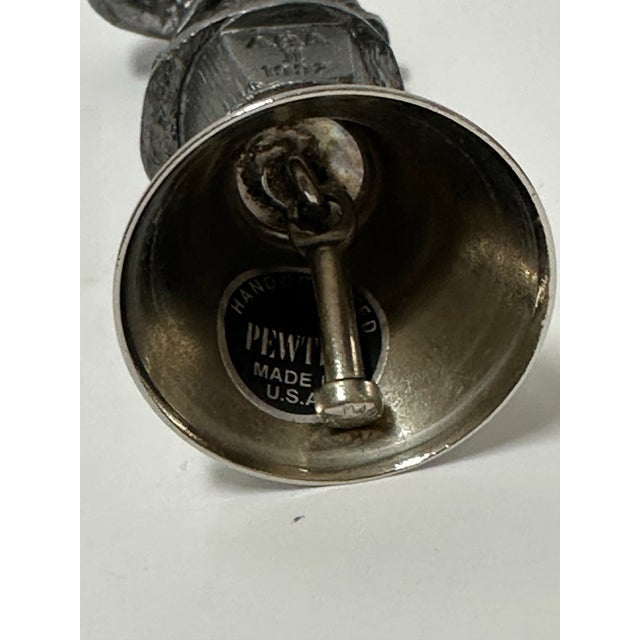Vintage 1992 Cast Pewter Colonial American Figurine Bell For Sale - Image 10 of 11