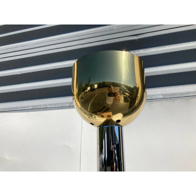 Metal 1970s Italian Brass & Chrome Torchiere Floor Lamps - A Pair For Sale - Image 7 of 13