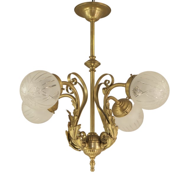 Viennese Baroque Chandelier with Hand-Cut Glass Shades, Austria, 1900s, 1890s For Sale