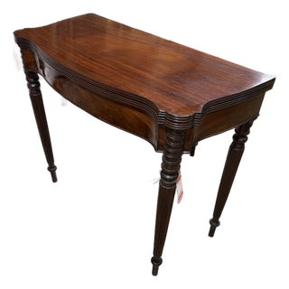 Early 19th Century Antique Sheraton Style Serpentine Front Mahogany Antique Game Table For Sale