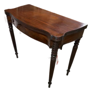 Early 19th Century Antique Sheraton Style Serpentine Front Mahogany Antique Game Table