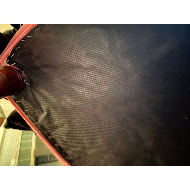 Late 19th Century Vintage Pink Velvet Slipper Chair Features a Rounded Back and Mahogany Legs With Casters, Similar Style to French Louis XVI Accent Seating For Sale - Image 5 of 6