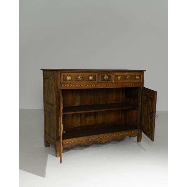 Brown 1820s French Baroque Oak Buffet With Brass Details For Sale - Image 8 of 18