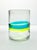4 Mexican Handblown Aqua Blue Lime Green Banded Tumbler Drinking Glasses For Sale - Image 4 of 6