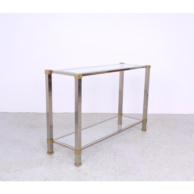 Vintage Glass and Metal Console Table by Pierre Vandel, 1970s For Sale - Image 12 of 12