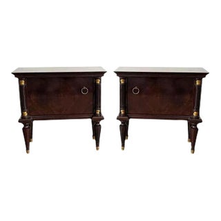 Early 20th Century Italian Neoclassical Bedside Tables in Mahogany - A Pair For Sale