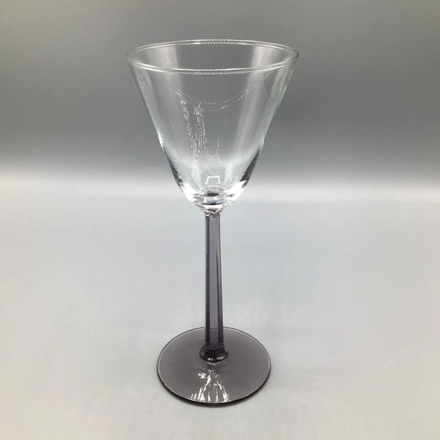 Amethyst Octagonal Stem 4 Champagne and 4 Wine Glasses-Set of 8 For Sale - Image 9 of 13