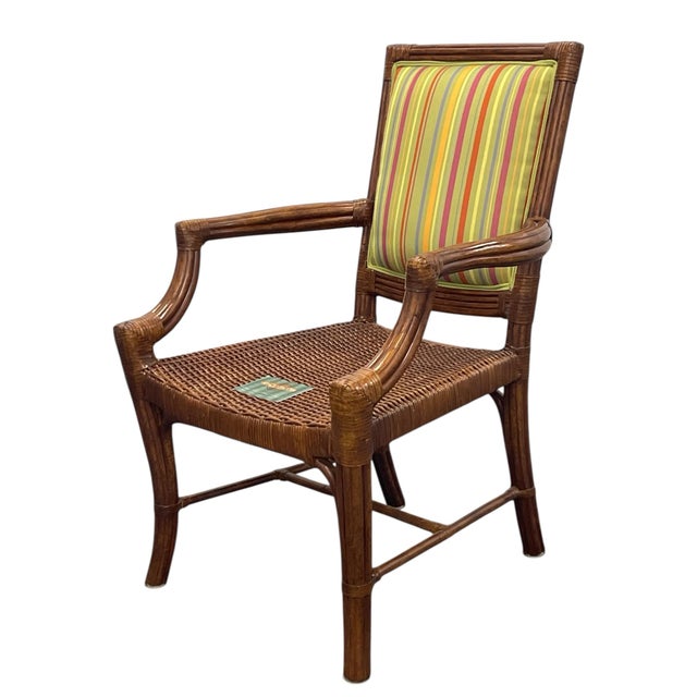 Lane Venture Tradewinds Rattan Chippendale Dining Arm Chairs- Set of 6 For Sale - Image 10 of 12