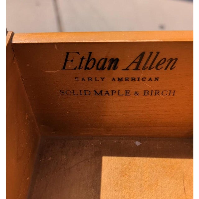 Vintage Ethan Allen Early American Maple and Birch Dresser With Mirror For Sale - Image 10 of 10