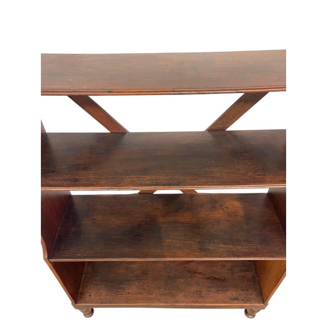 1970s Decrorative Wooden Bookcase With X-Back Support and Turned Legs For Sale - Image 9 of 12