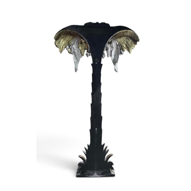 Mid 20th Century Mid 20th Century Maison Janseni Style French Palm Tree Gilt Floor Wall Sconces For Sale - Image 5 of 17