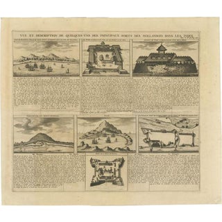 Chatelain, Forts and Views of the East Indies, 1719, Paper For Sale