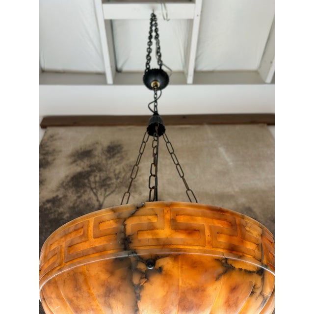 1930s French Art Deco Alabaster Plafonnier, Chandleier For Sale - Image 10 of 10