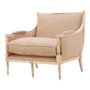 Louis XVI Style Painted and Giltwood Marquis Armchair C 1950.