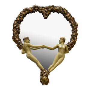 Vintage Carved Heart Shaped Mirror