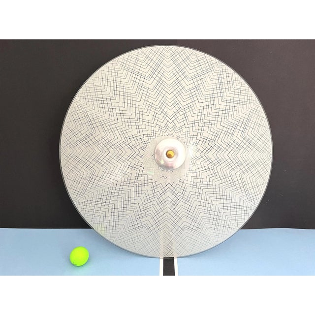 1970s Mid-Century Modern Chevrons Frosted Glass Ceiling Light For Sale - Image 11 of 18
