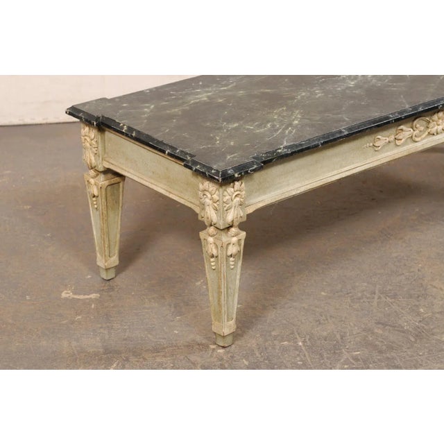 Rectangular Coffee Table with Faux Marble Top For Sale - Image 10 of 10