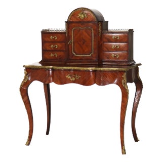 Antique Louis XIV Kingwood, Ormolu & Burl Ladies Desk With Rear Tower Circa 1890 For Sale