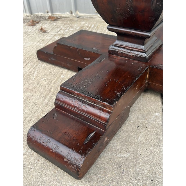 Rustic Mahogany Pedestal Foyer Center Table For Sale - Image 9 of 12