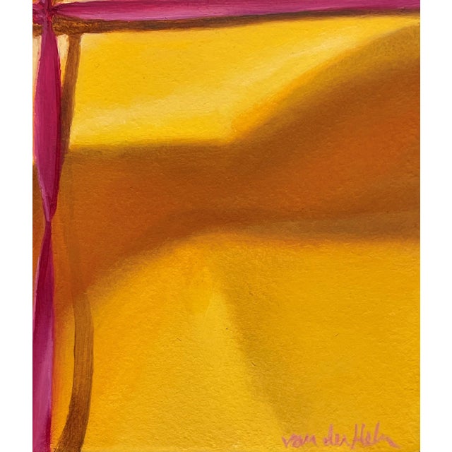 Gold Package by Sarah van der Helm | Oil on Cradled Panel Abstract depiction of a wrapped gift. For Sale - Image 4 of 4