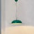 Italian mid-century modern hat-shaped green metal chandelier, 1970s Hat-shaped green chandelier in painted metal, glossy...