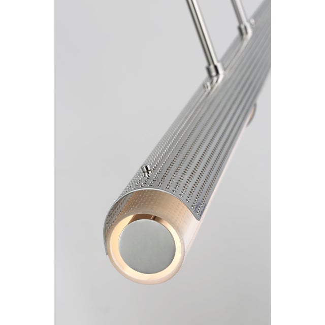 Modern Kelly Wearstler for Visual Comfort Signature Precision Large Linear Chandelier in Polished Nickel with White Glass For Sale - Image 3 of 4