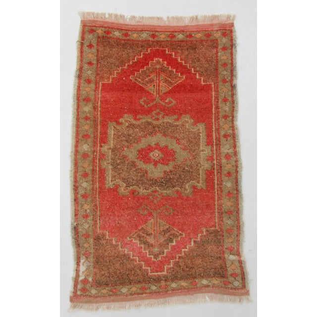Vintage Turkish Mini Rug For Sale - Image 4 of 4
