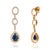 Metal Geometric 1.61ct Blue Sapphire & Diamond Link Drop Earrings in 14k Yellow Gold- A Pair For Sale - Image 7 of 13