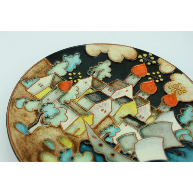 Ceramic Wall Plate by Gustav Heinkel for Karlsruher Majolika, 1930s For Sale - Image 7 of 8