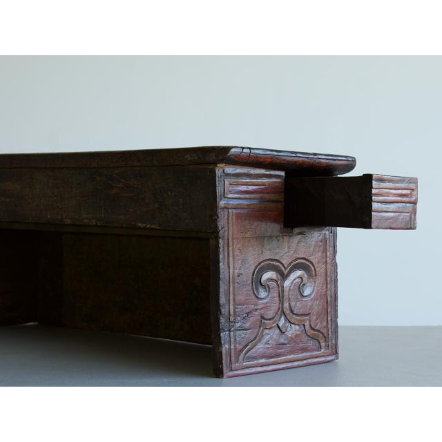 Antique Tibetan Altar Table or Bench With Drawer, 19th Century For Sale - Image 4 of 8