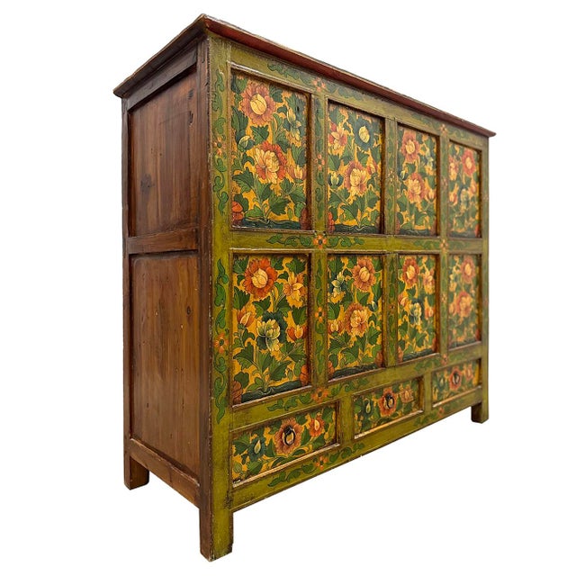 This Antique Tibetan Painted Cabinet is 100% hand made and hand painted using mineral painting which last the paint a much...