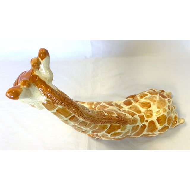 Vintage Resting Giraffe Hand Painted and Signed Italian Ceramic Statue C1991 For Sale In West Palm - Image 6 of 12