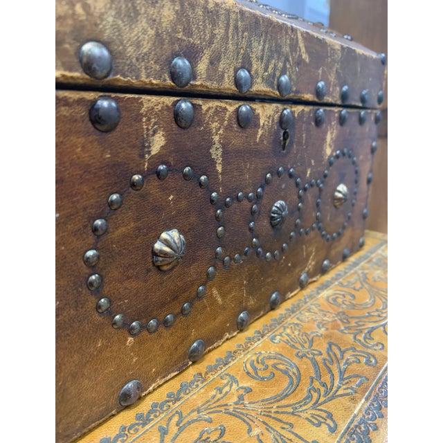 Antique Studded Leather Dome-Top Chest For Sale In Dallas - Image 6 of 10