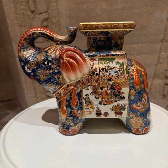 1970s Japanese Porcelain Satsuma Style Elephant Figures For Sale - Image 5 of 18